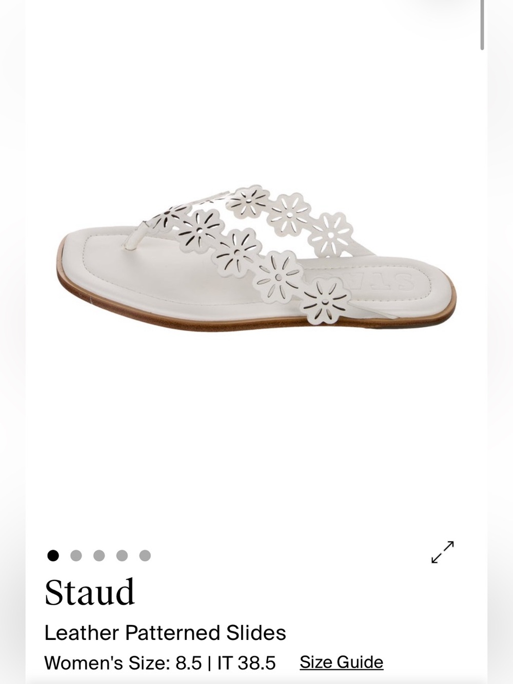STAUD White Floral Cutout Thong Sandal with dust bag